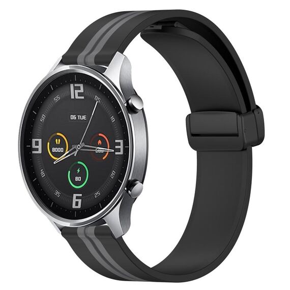 Per Xiaomi MI Watch Color 22mm Cinturino pieghevole in silicone con chiusura magnetica (nero + grigio)