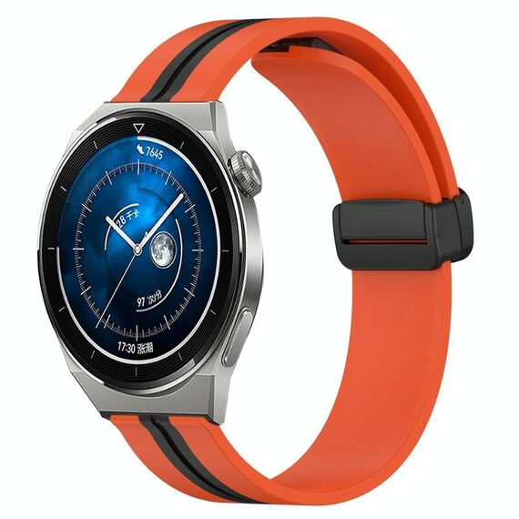 Per Huawei Watch GT3 Pro 46mm 22mm Cinturino in silicone pieghevole con chiusura magnetica (arancione + nero)