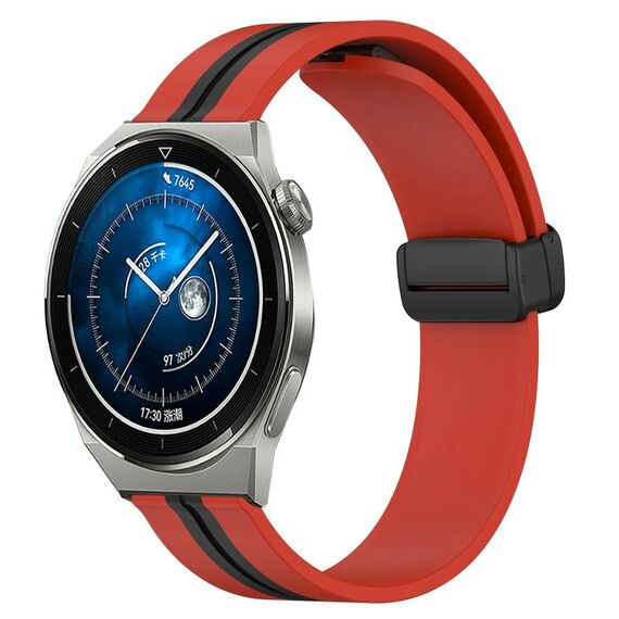 Per Huawei Watch GT3 Pro 46mm 22mm Cinturino in silicone pieghevole con chiusura magnetica (rosso + nero)