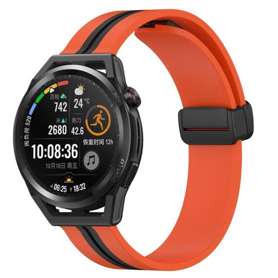 Per Huawei Watch GT Runner 22mm Cinturino pieghevole in silicone con chiusura magnetica (arancione + nero)