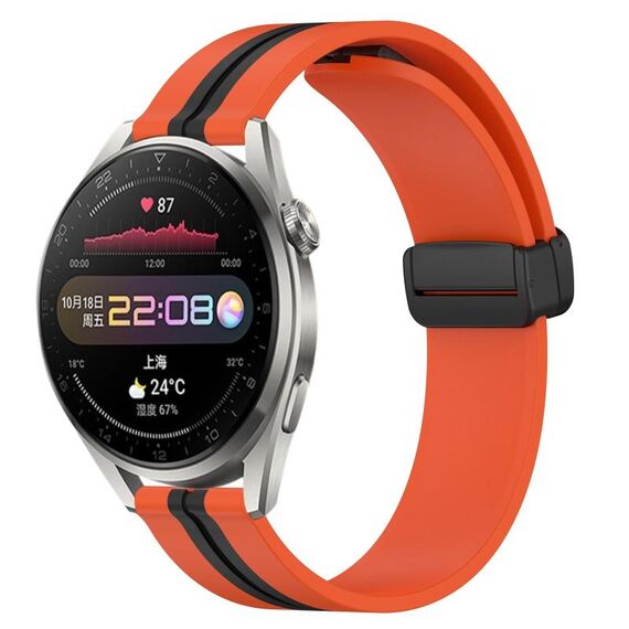 Per Huawei Watch 3 Pro 22mm Cinturino pieghevole in silicone con chiusura magnetica (arancione + nero)
