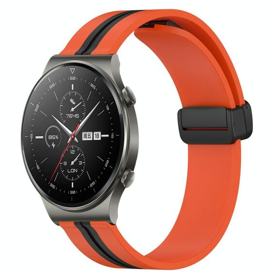 Per Huawei GT2 Pro 22mm Cinturino pieghevole in silicone con chiusura magnetica (arancione + nero)