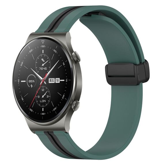 Cinturino per orologio in silicone pieghevole con chiusura magnetica da 22 mm per Huawei GT2 Pro (verde oliva + nero)
