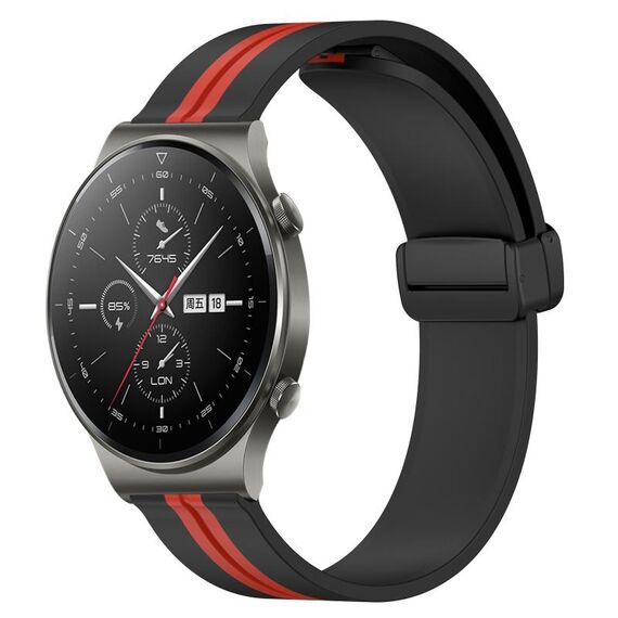 Per Huawei GT2 Pro 22mm Cinturino pieghevole in silicone con chiusura magnetica (nero + rosso)