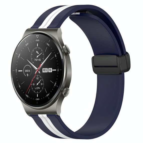 Cinturino per orologio in silicone pieghevole con chiusura magnetica da 22 mm per Huawei GT2 Pro (blu notte + bianco)