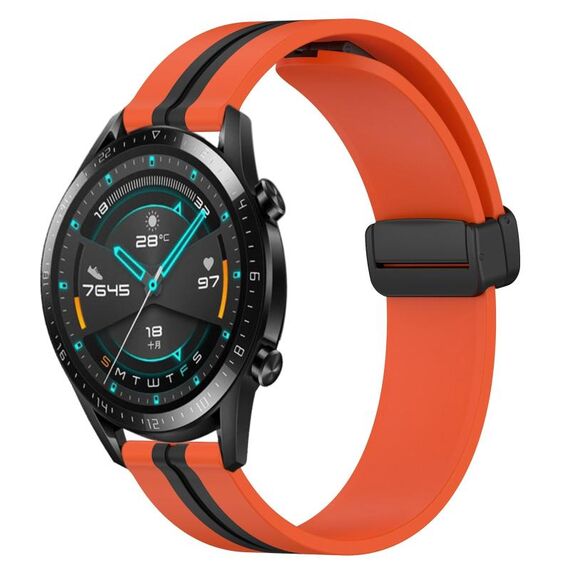 Per Huawei GT2 46mm 22mm Cinturino pieghevole in silicone con chiusura magnetica (arancione + nero)