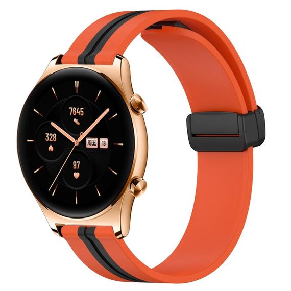 Cinturino per orologio in silicone con chiusura magnetica pieghevole da 22 mm per Honor Watch GS 3 (arancione + nero)