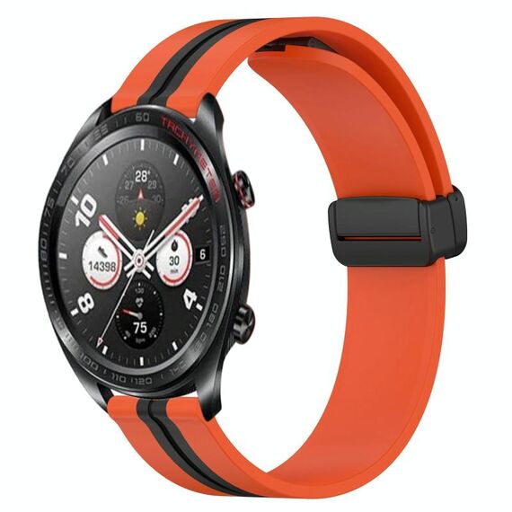 Cinturino per orologio in silicone con chiusura magnetica pieghevole For Honor Watch Dream da 22 mm (arancione + nero)