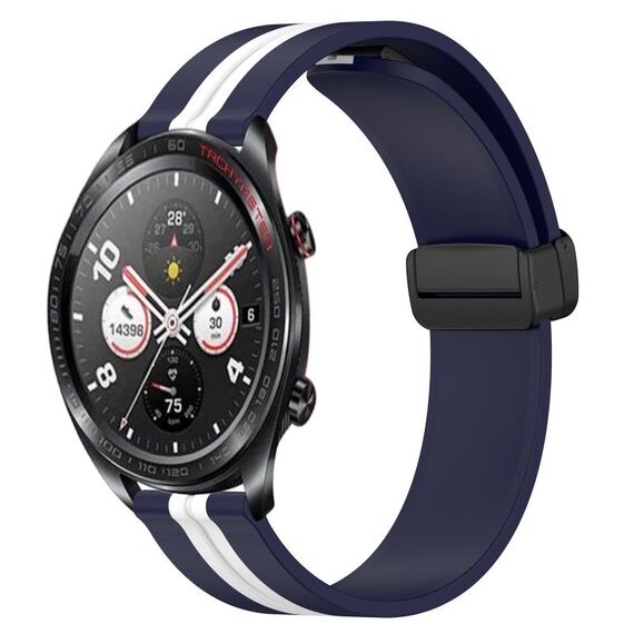 Cinturino per orologio in silicone con chiusura magnetica pieghevole For Honor Watch Dream da 22 mm (blu notte + bianco)