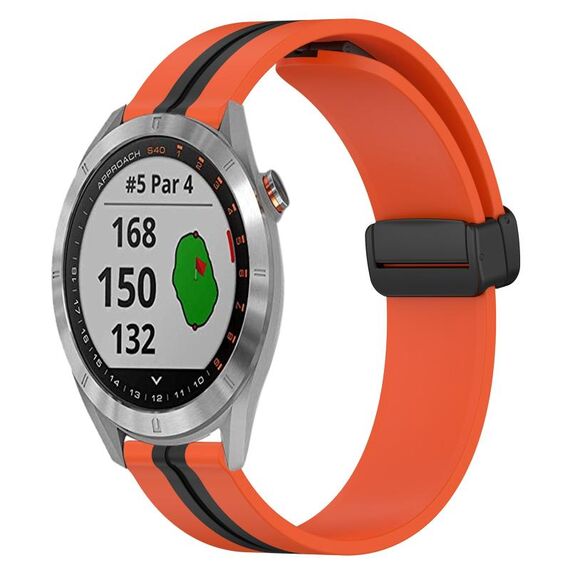 Per Garmin Approach S40 Cinturino in silicone pieghevole da 20 mm con chiusura magnetica (arancione + nero)