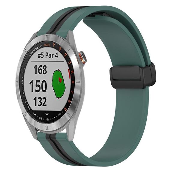 Per Garmin Approach S40 Cinturino in silicone pieghevole da 20 mm con chiusura magnetica (verde oliva + nero)