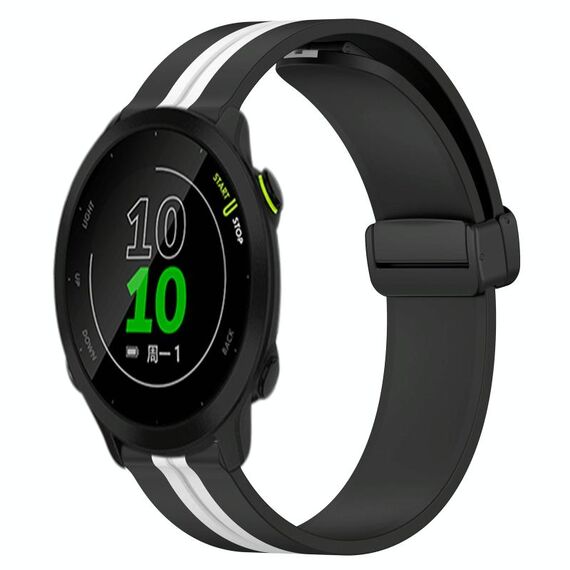 Per Garmin Forerunner 158 Cinturino in silicone pieghevole da 20 mm con chiusura magnetica (nero + bianco)