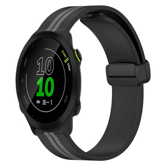 Per Garmin Forerunner 158 Cinturino in silicone pieghevole da 20 mm con chiusura magnetica (nero + grigio)
