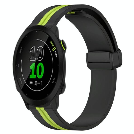 Per Garmin Forerunner 158 Cinturino in silicone pieghevole da 20 mm con chiusura magnetica (nero + verde lime)
