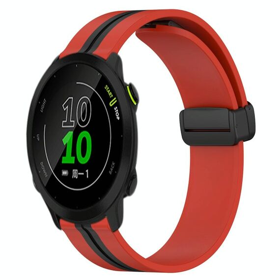 Per Garmin Forerunner 158 Cinturino in silicone pieghevole da 20 mm con chiusura magnetica (rosso + nero)