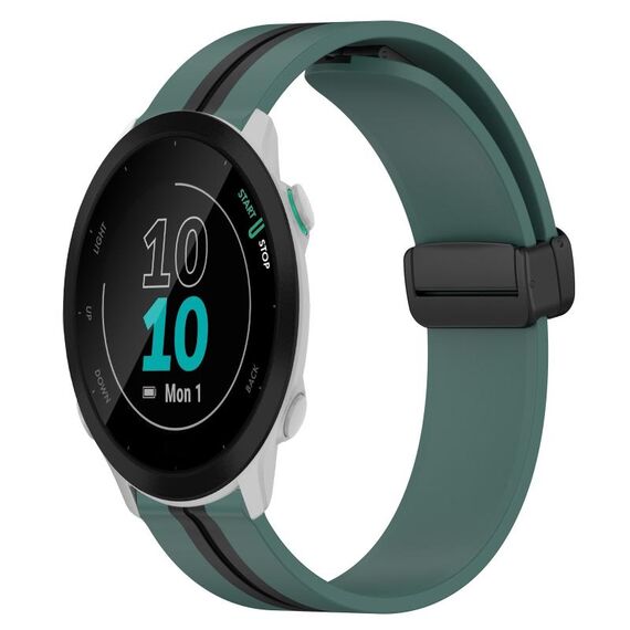 Per Garmin Forerunner 55 Cinturino in silicone pieghevole da 20 mm con chiusura magnetica (verde oliva + nero)