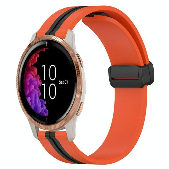 Per Garmin Venu 20mm Cinturino pieghevole in silicone con chiusura magnetica (arancione + nero)