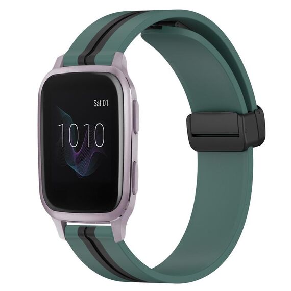 Per cinturino in silicone pieghevole con chiusura magnetica da 20 mm Garmin Venu SQ (verde oliva + nero)
