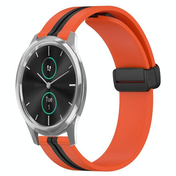 Per Garminmove Luxe Cinturino in silicone pieghevole da 20 mm con chiusura magnetica (arancione + nero)