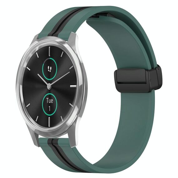 Per Garminmove Luxe cinturino in silicone pieghevole da 20 mm con chiusura magnetica (verde oliva + nero)