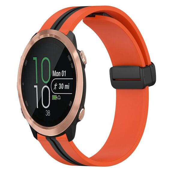 Per Garmin Forerunner 645 Music 20mm Cinturino in silicone pieghevole con chiusura magnetica (arancione + nero)