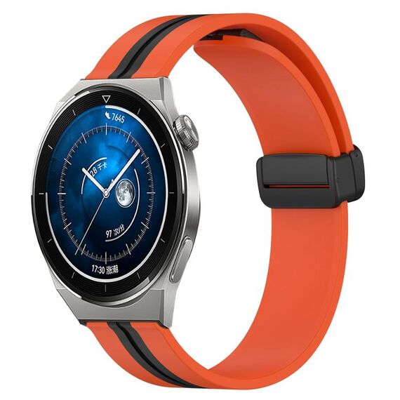 Per Huawei Watch GT3 Pro 43mm 20mm Cinturino in silicone pieghevole con chiusura magnetica (arancione + nero)