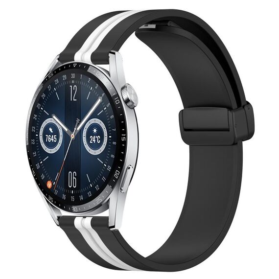 Per Huawei Watch GT3 42mm 20mm Cinturino in silicone pieghevole con chiusura magnetica (nero + bianco)