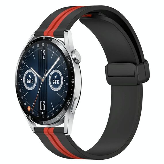 Per Huawei Watch GT3 42mm 20mm Cinturino in silicone pieghevole con chiusura magnetica (nero + rosso)
