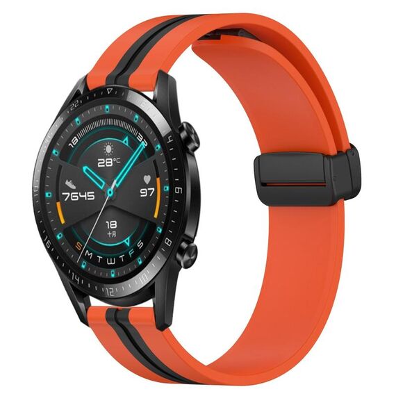 Per Huawei Watch GT2 42mm 20mm Cinturino in silicone pieghevole con chiusura magnetica (arancione + nero)