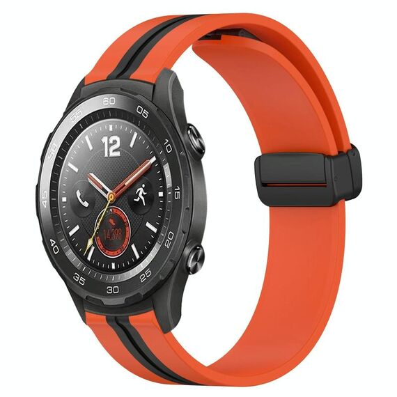 Per Huawei Watch 2 Cinturino in silicone pieghevole da 20 mm con chiusura magnetica (arancione + nero)