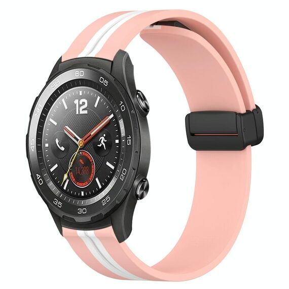 Per Huawei Watch 2 Cinturino in silicone pieghevole da 20 mm con chiusura magnetica (rosa + bianco)