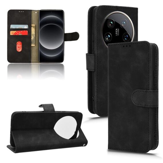 Custodia per telefono in pelle con vibrazione magnetica Ultra Skin Feel per Xiaomi 14 (nera)