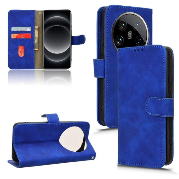 Custodia per telefono in pelle con vibrazione magnetica Ultra Skin Feel per Xiaomi 14 (blu)