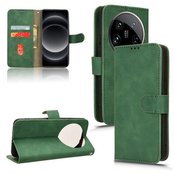Custodia per telefono in pelle con vibrazione magnetica Ultra Skin Feel per Xiaomi 14 (verde)