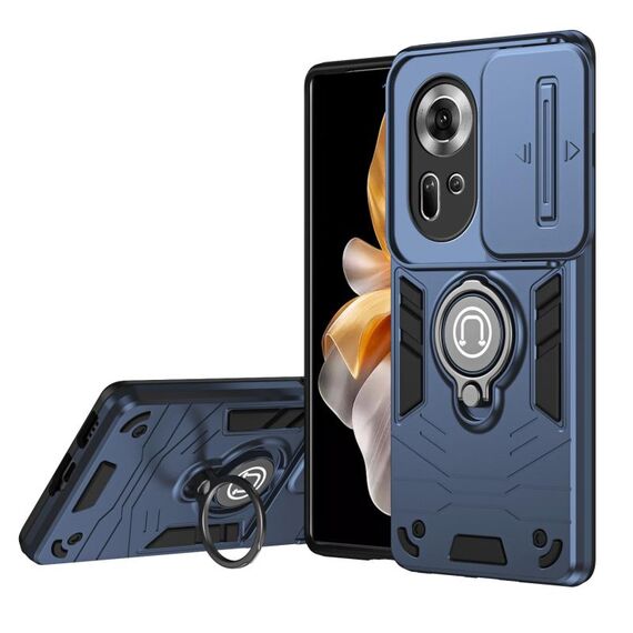 Per OPPO Reno11 Global Camshield Custodia per telefono con anello (blu reale)
