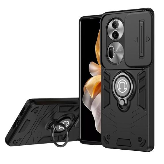 Per OPPO Reno11 Pro Global Camshield Custodia per telefono con anello (nero)