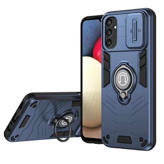 Custodia per telefono con supporto ad anello Camshield per Samsung Galaxy S24 5G (blu reale)