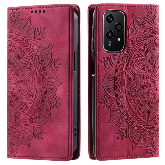 Custodia per telefono in pelle magnetica goffrata Totem per Honor 200 Lite (rossa)