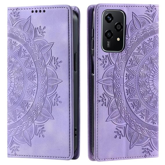 Custodia per telefono in pelle magnetica goffrata Totem per Honor 200 Lite (viola)