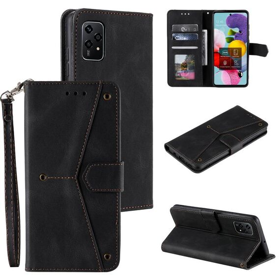 Custodia per cellulare in pelle con texture di vitello per unghie per Honor 200 Lite (nera)