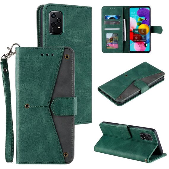 Custodia per cellulare in pelle con texture di vitello per unghie per Honor 200 Lite (verde)