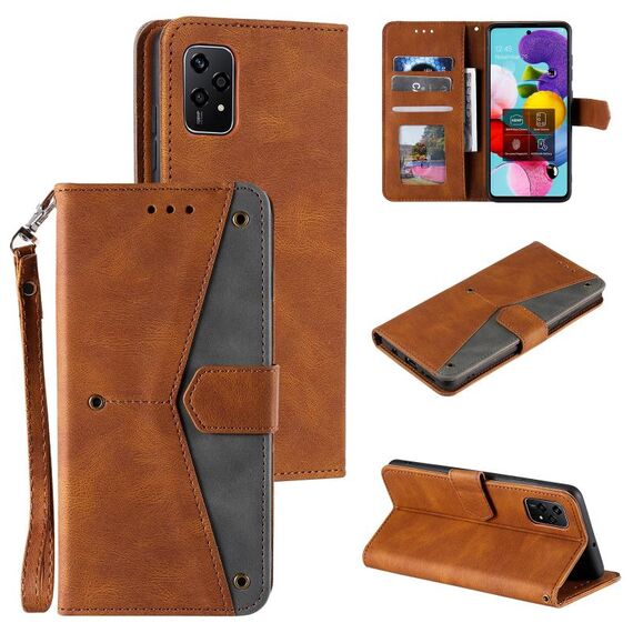 Custodia per cellulare in pelle con texture di vitello per unghie per Honor 200 Lite (marrone)