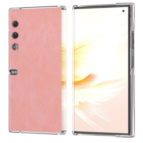Custodia per telefono con bordo trasparente in pelle PU per borsa Honor V (rosa)
