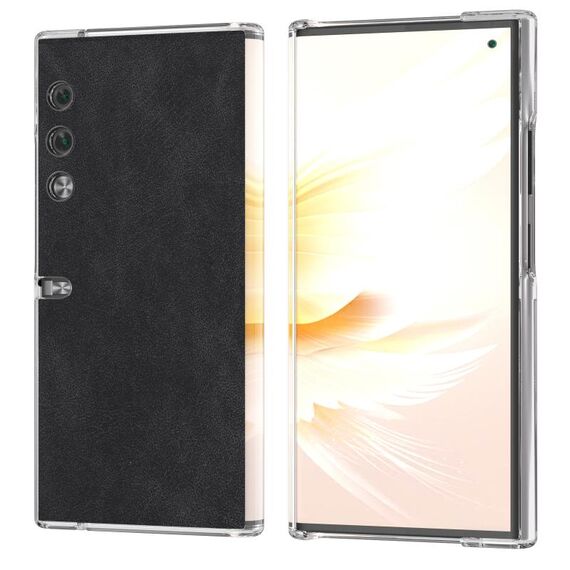Custodia per telefono con bordo trasparente in pelle PU per borsa Honor V (nera)