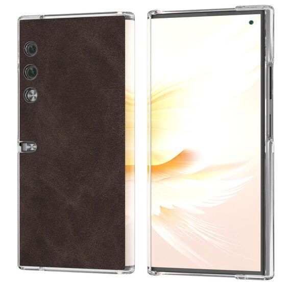Custodia per telefono con bordo trasparente in pelle PU per borsa Honor V (caffè)