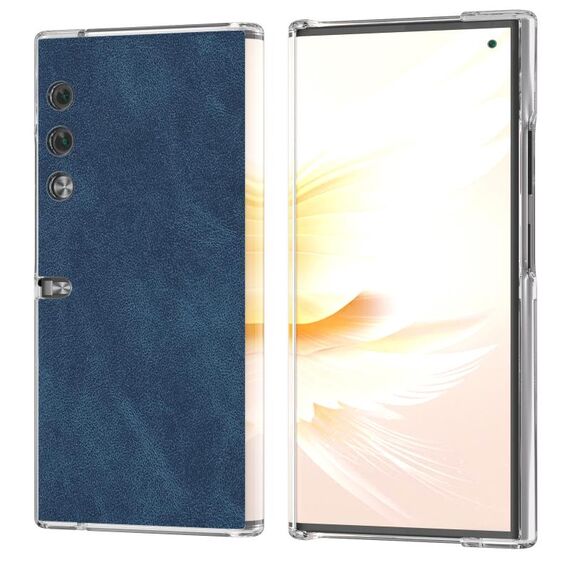 Custodia per telefono con bordo trasparente in pelle PU per borsa Honor V (blu)