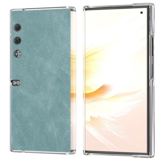Custodia per telefono con bordo trasparente in pelle PU per borsa Honor V (azzurro)