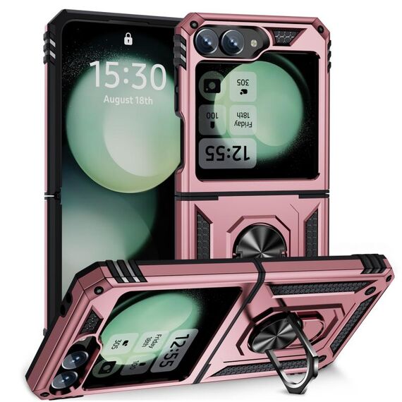 Per Samsung Galaxy Z Flip6 5G antiurto TPU + custodia per PC con supporto (oro rosa)