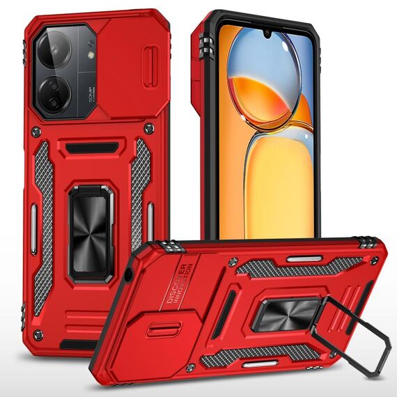 Per Xiaomi Poco X6 Pro/Redmi K70E Armor PC + Custodia per telefono con protezione per fotocamera in TPU (Rosso)