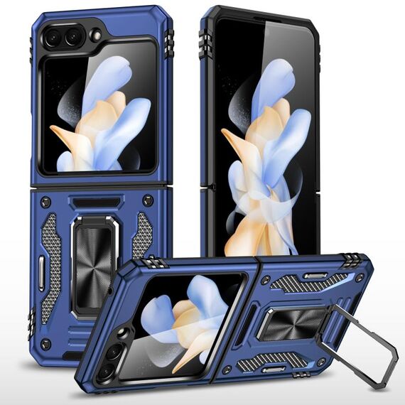 Per Samsung Galaxy Z Flip6 5G Armor PC + Custodia per telefono con protezione per fotocamera in TPU (blu navy)
